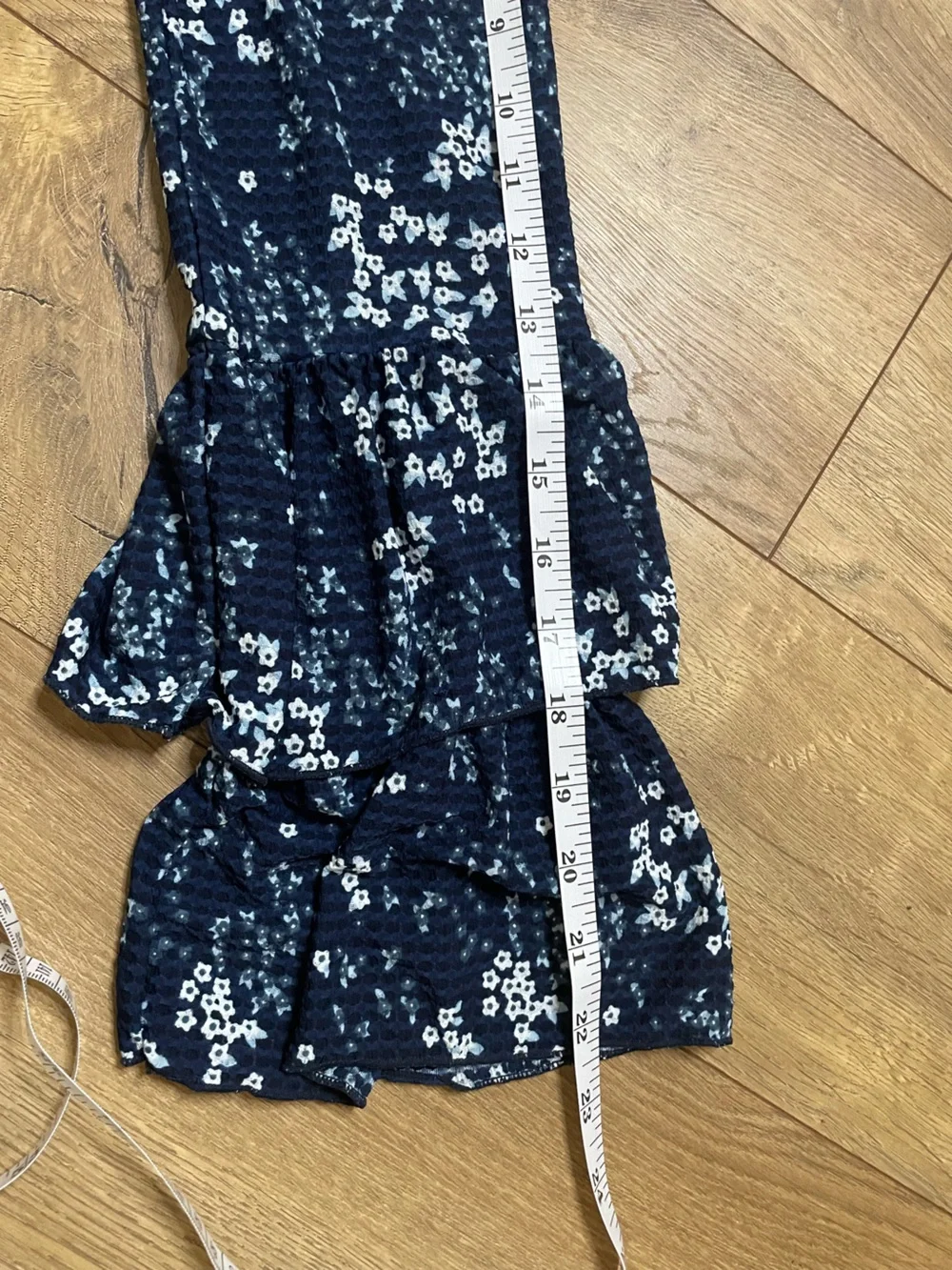 Michael Kors Navy Floral Ruffle-Sleeve Blouse